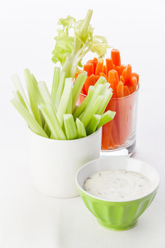 Snack with Assorted fresh vegetables with yoghurt