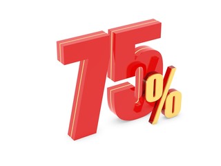 75 Percent off - glossy red symbol