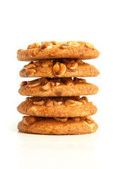 Stack of sugar cookies with peanuts