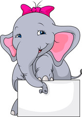 Elephant cartoon with black sign