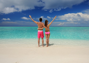 Couple on a beach at Maldives