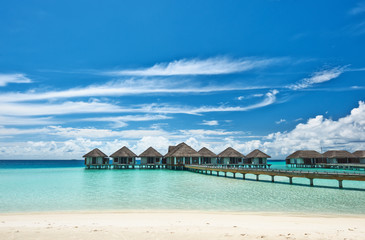 Beautiful beach with water bungalows