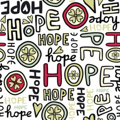 graffiti napis hope z koniczynami na białym tle © demonique