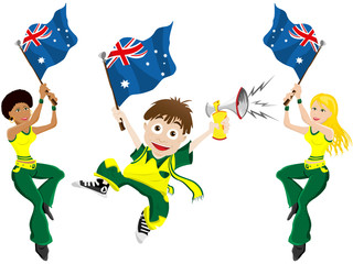 Australia Sport Fan with Flag and Horn