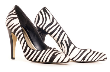 zebra pattern high heel shoes cut out
