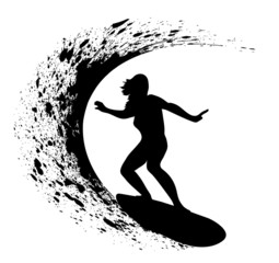 silhouettes of surfers