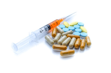Syringe and Pills