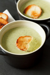Bowl of cream of broccoli soup