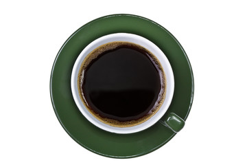 Up shot of green coffee cup