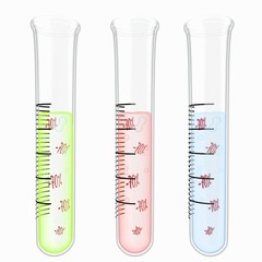 Illustration of a medical discount icon particles in test glass