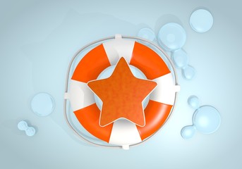 3d graphic of a isolated recycling icon rescued by a lifesafer