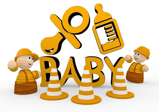 Illustration of a cute sale symbol  with two cute 3d characters