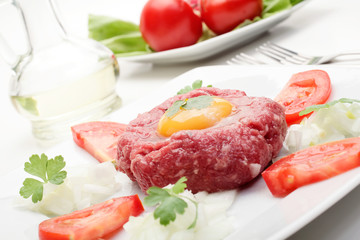 Steak Tartare. Selective focus