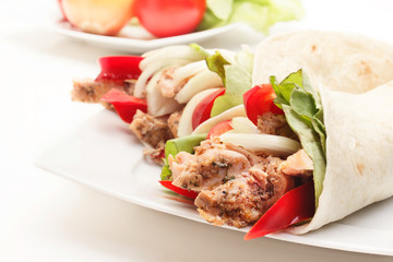 Meat and vegetables on plate