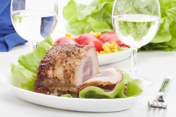 Bacon roulade. Selective focus