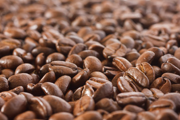 Coffee bean background with shallow depth of field