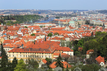 Naklejka na ściany i meble Spring Prague with St. Nicholas' Cathedral, Czech Republic