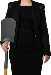 Female manager holding spade