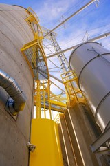 Grain Silos with Yellow Safety Areas