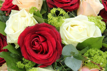 Bridal arrangement in pink, red and white