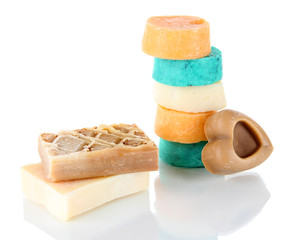 Variety of handmade soap isolated on white
