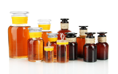 Medicine bottles isolated on white