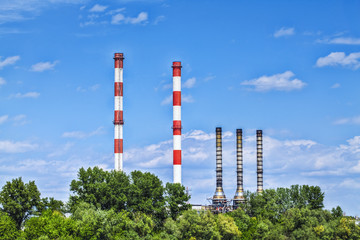 Obraz premium Chimneys of the heating plants - Belgrade, Serbia