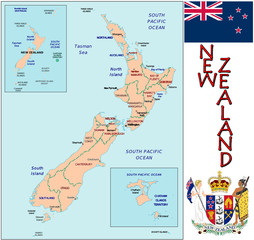 New Zealand Oceania emblem map symbol administrative divisions