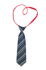 Necktie with heart isolated on white background