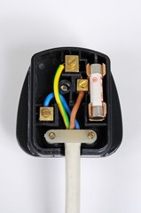 Wiring inside English plug © Arena Photo UK