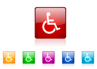 wheelchair vector glossy web icon set