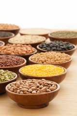 Beans assortment, closeup view of pinto beans.