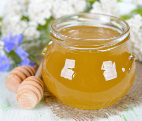 Honey in a glass jar