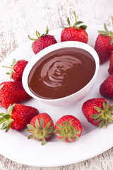 chocolate fondue and strawberry