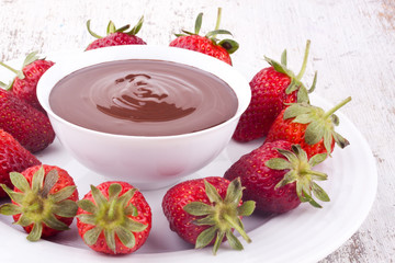 chocolate fondue and strawberry
