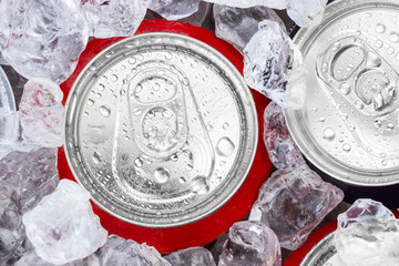 drink cans in crushed ice