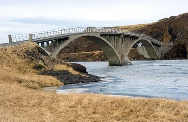 Vlies Fototapete Arktis Brücke über den Fluss