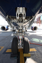 Airplane view from landing gear