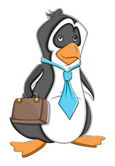 Office Cartoon Penguin Vector Illustration