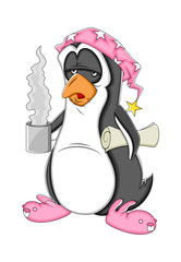 Morning Cartoon Penguin Vector Illustration