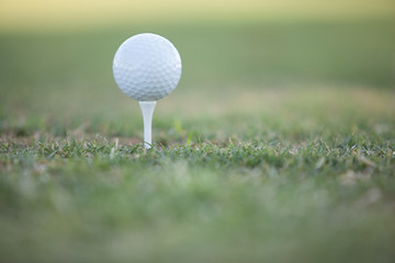 Closeup of a golf ball with very shallow depth of field