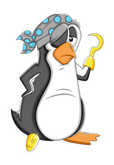 Pirate Cartoon Penguin Vector Illustration