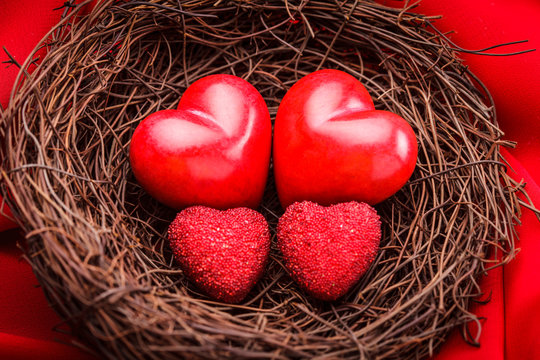 Nest with hearts