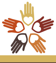 United hands and hearts design.