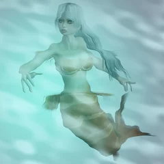 Papier Peint photo Lavable Sirène Sirène dans l& 39 eau