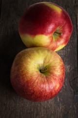 two ripe garden apples close up