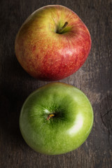 two ripe garden apples close up
