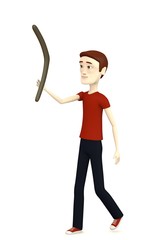 3d render of cartoon character with boomerang