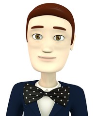 3d render of cartoon character with bow tie