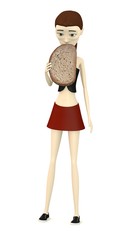 3d render of cartoon character with bread